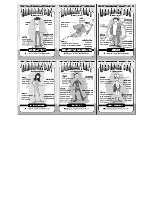 Ordinary Boy Game Card Template Printable pdf