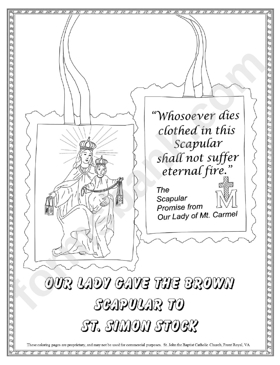 Out Lady Gave The Brown Scapular To St.simon Stock Coloring Sheet