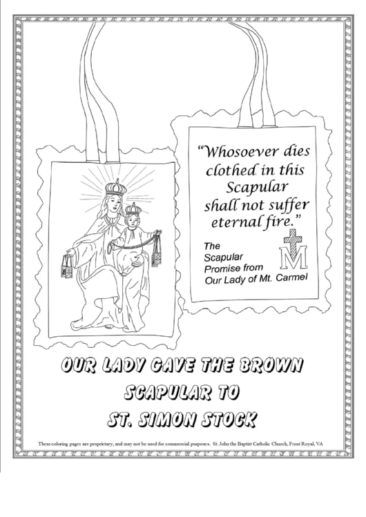 Out Lady Gave The Brown Scapular To St.simon Stock Coloring Sheet Printable pdf