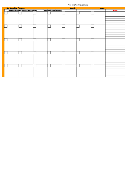Monthly Planner Template Printable pdf