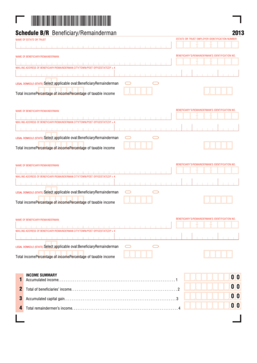 Schedule B/r - Beneficiary/remainderman - 2013 Printable pdf