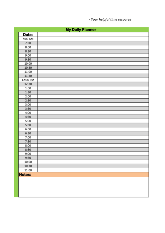 My Daily Planner Template - Green