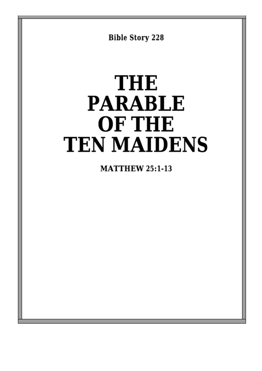 The Parable Of The Ten Maidens Bible Activity Sheet Set Printable pdf