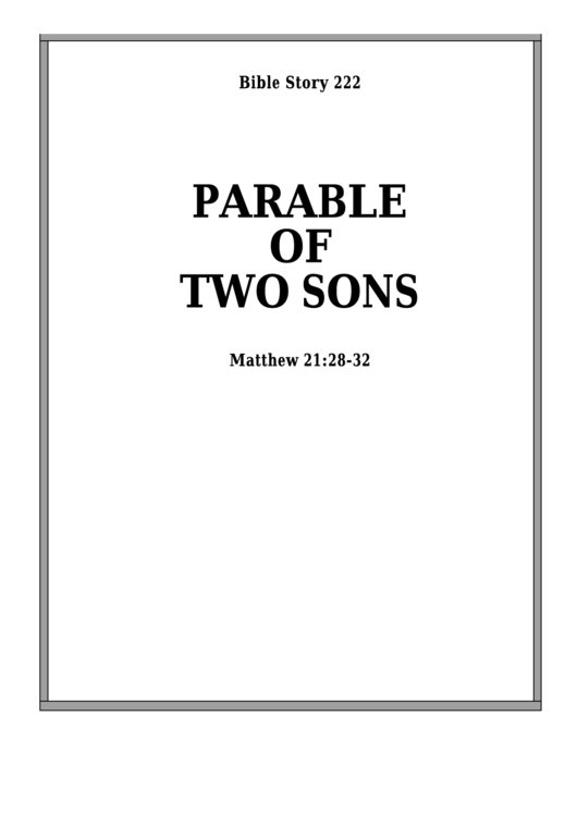 The Parable Of The Two Sons Bible Activity Sheet Set Printable pdf