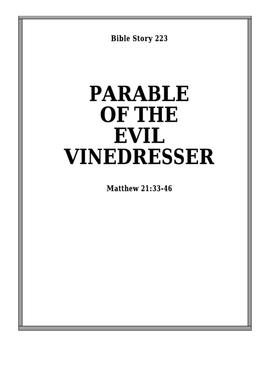 The Parable Of The Evil Vinedressers Bible Activity Sheet Set Printable pdf