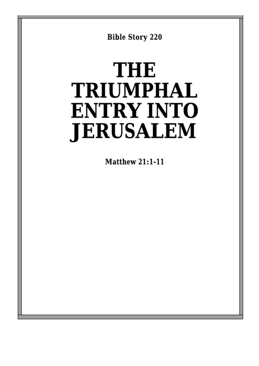 The Triumphal Entry Into Jerusalem Bible Activity Sheet Set Printable pdf