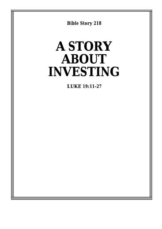 A Story About Investing Bible Activity Sheet Set Printable pdf