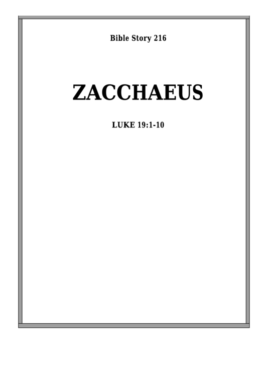 Zacchaeus Bible Activity Sheet Set Printable pdf