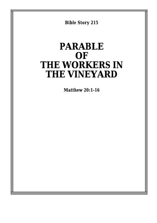 Parable Of The Workers In The Vineyard Bible Activity Sheet Set Printable pdf