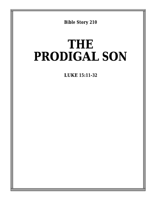 The Prodigal Son Bible Activity Sheet Set Printable pdf