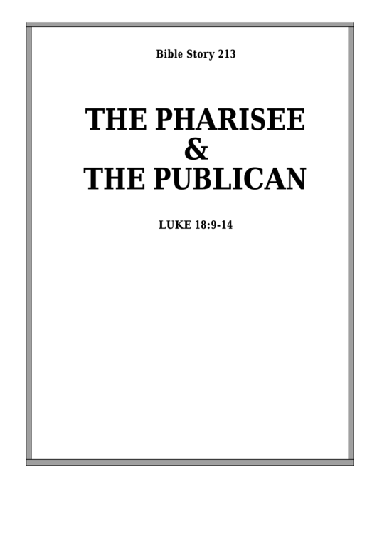 The Pharisee And The Publican Bible Activity Sheet Set Printable pdf