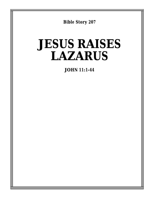 Jesus Raises Lazarus Bible Activity Sheet Set Printable pdf