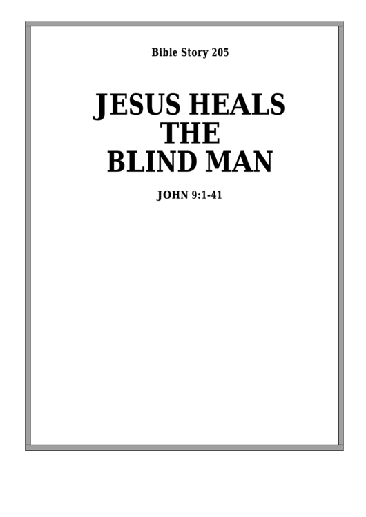 Jesus Heals The Blind Man Bible Activity Sheet Set Printable pdf