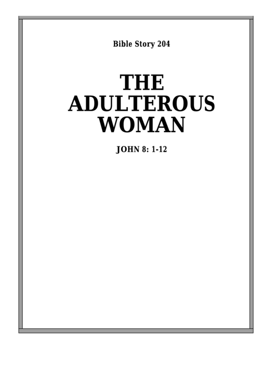 The Adulterous Woman Bible Activity Sheet Set Printable pdf