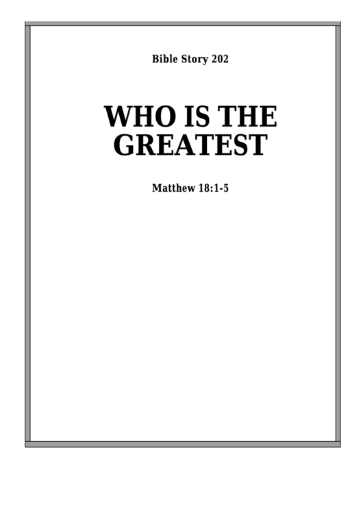 Who Is The Greatest Bible Activity Sheet Set Printable pdf