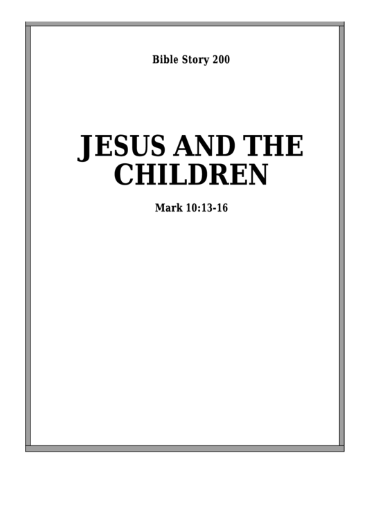 Jesus And The Children Bible Activity Sheet Set Printable pdf