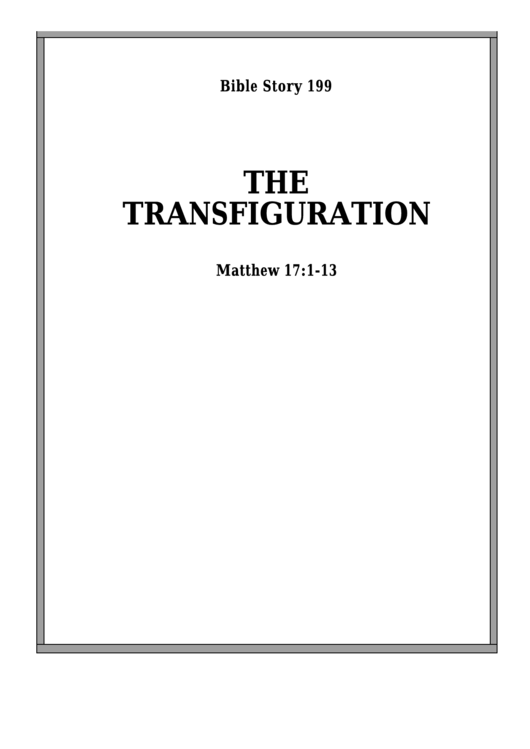 The Transfiguration Bible Activity Sheet Set Printable pdf