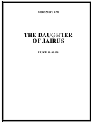 The Daughter Of Jairus Bible Activity Sheet Set