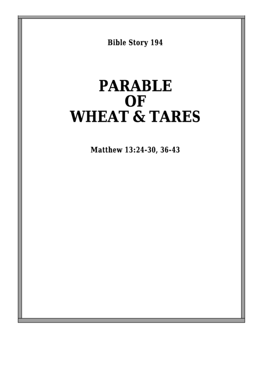 Parable Of Wheat & Tares Bible Activity Sheet Set Printable pdf