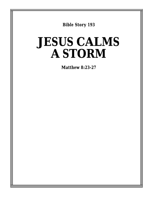 Jesus Calms A Storm Bible Activity Sheet Set Printable pdf