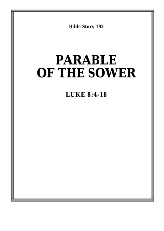 Parable Of The Sower Bible Activity Sheet Set Printable pdf