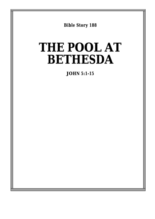 The Pool At Bethesda Bible Activity Sheet Set Printable pdf