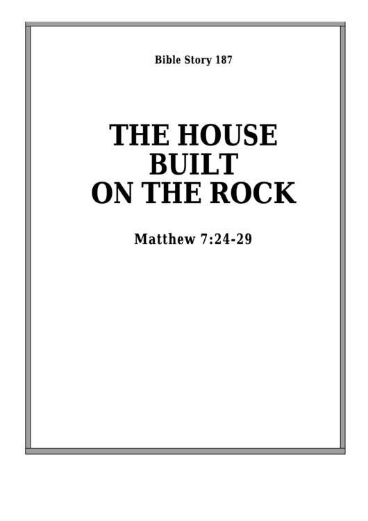 The House Built On The Rock Bible Activity Sheet Set Printable pdf