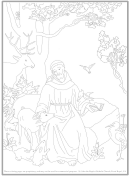 Catholic Saint And Animals Coloring Sheet