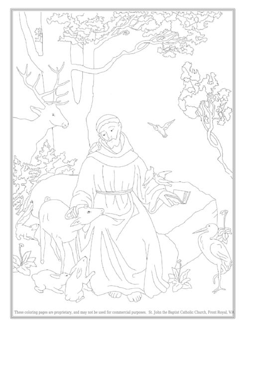 Catholic Saint And Animals Coloring Sheet Printable pdf