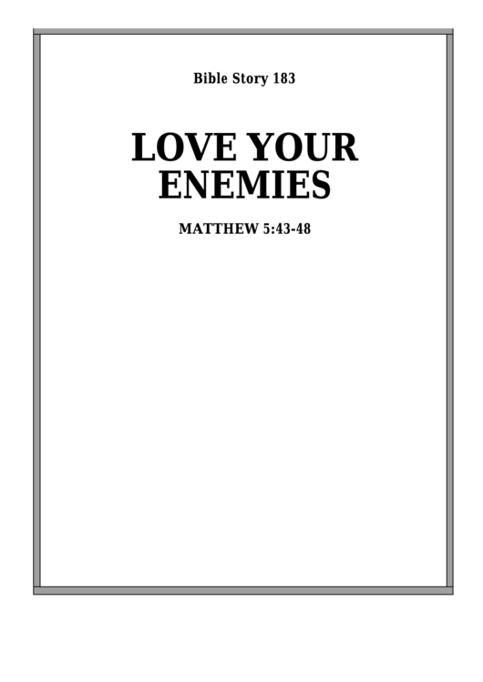 Love Your Enemies Bible Activity Sheet Set Printable pdf