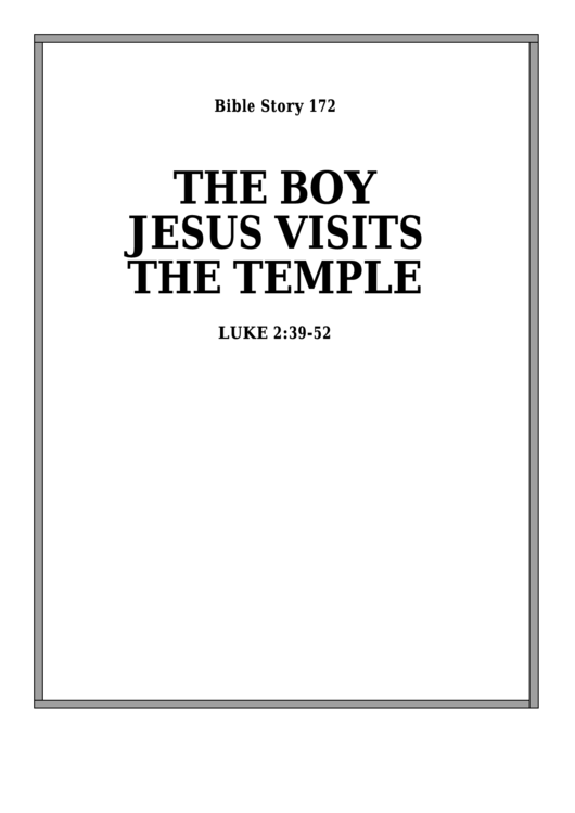 The Boy Jesus Visits The Temple Bible Activity Sheet Set Printable pdf