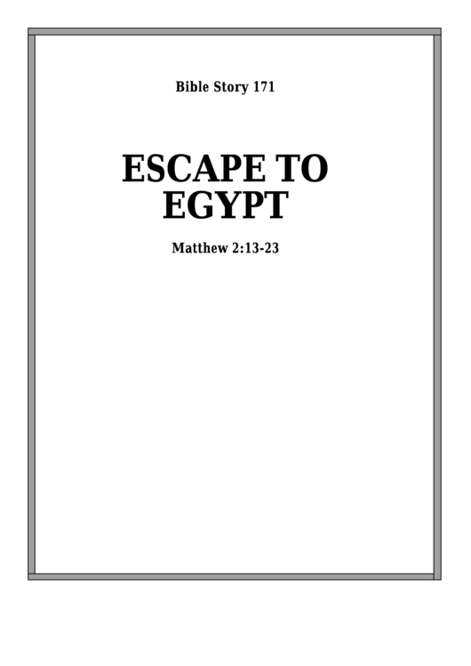 Escape To Egypt Bible Activity Sheet Set Printable pdf
