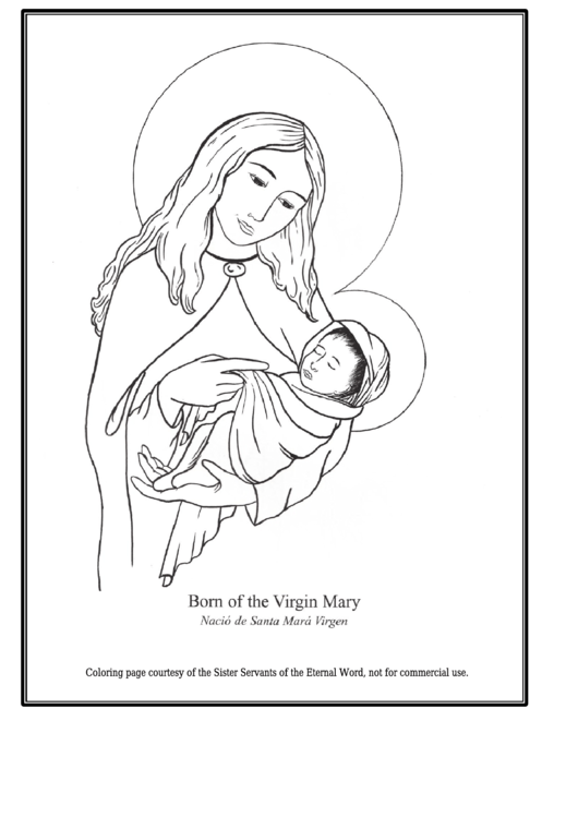Born Of The Virgin Mary Coloring Sheet Printable pdf