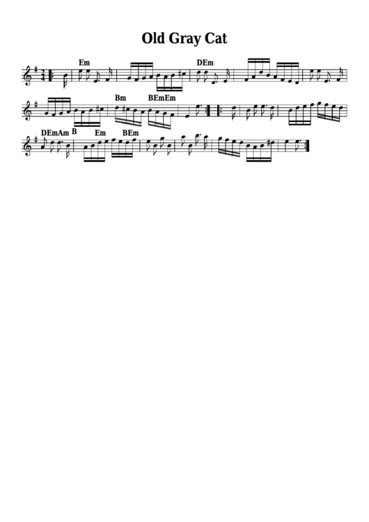 Old Gray Cat Sheet Music Printable pdf