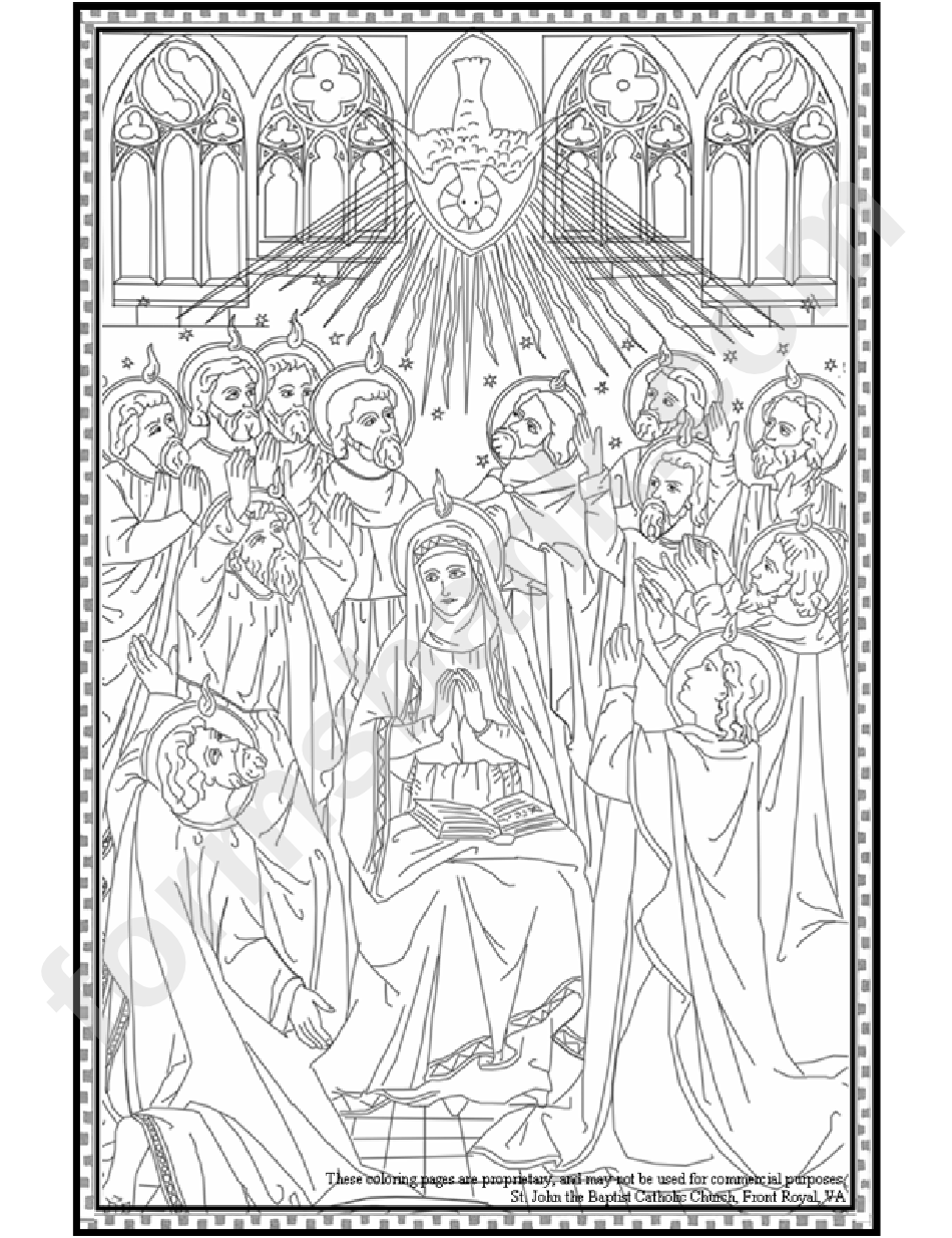 The Descent Of The Holy Spirit Upon The Desciples Coloring Sheet