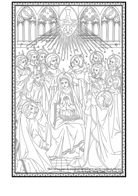 The Descent Of The Holy Spirit Upon The Desciples Coloring Sheet Printable pdf
