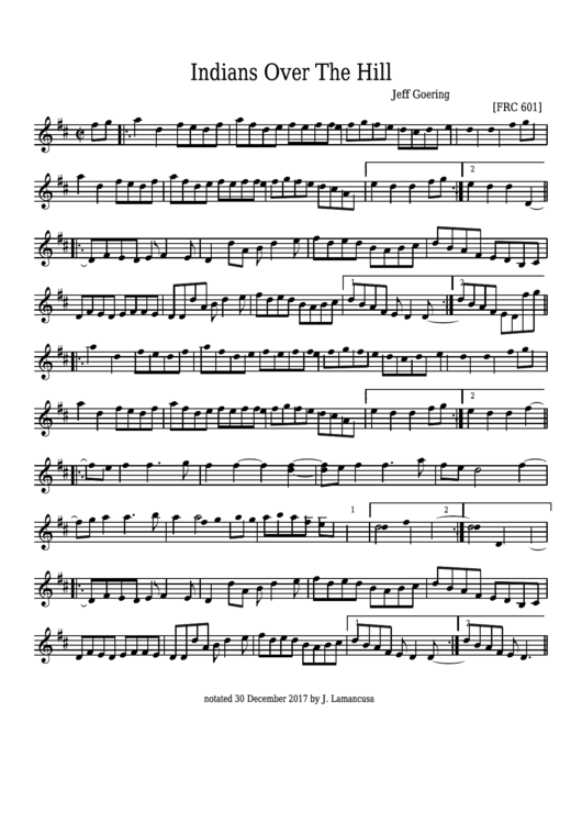 Jeff Goering - Indians Over The Hill - Sheet Music Printable pdf