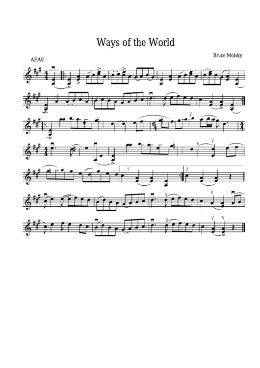 Bruce Molsky - Ways Of The World Sheet Music Printable pdf