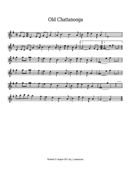 Old Chattanooga Sheet Music Printable pdf