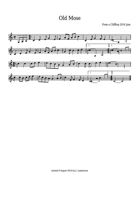 Old Mose Sheet Music Printable pdf