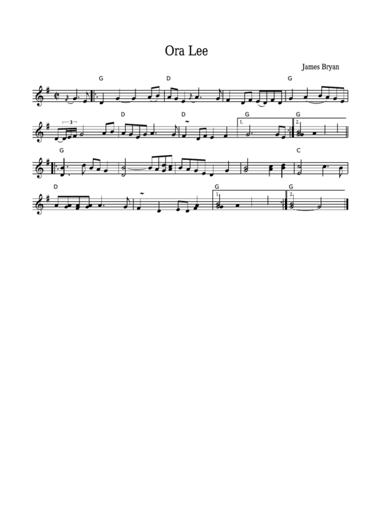 James Bryan - Ora Lee Sheet Music Printable pdf