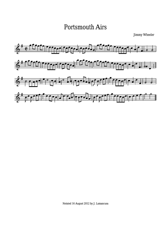Jimmy Wheeler - Portsmouth Airs Sheet Music Printable pdf