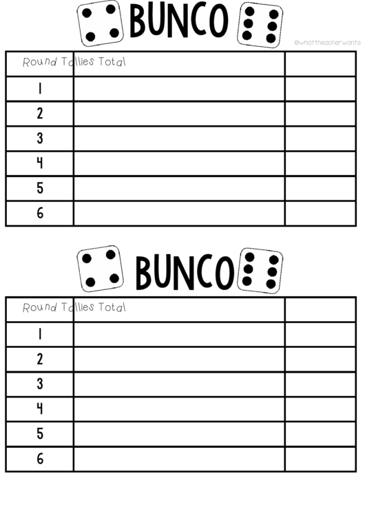 Bunco Score Sheets Printable Pdf Download