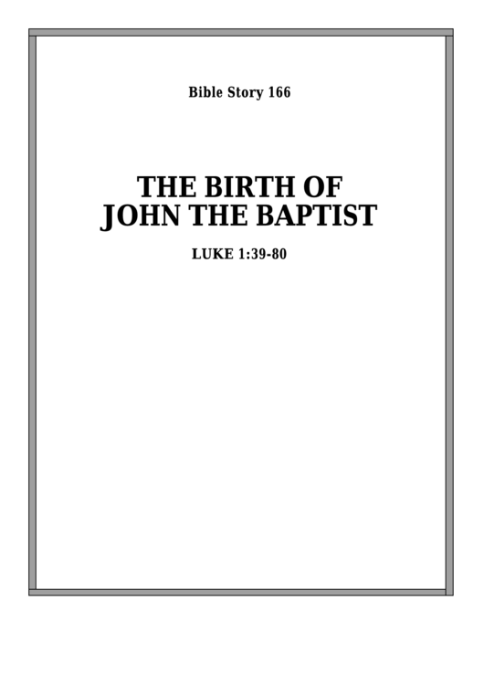 The Birth Of John The Baptist Bible Activity Sheet Set Printable pdf