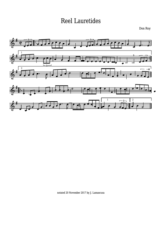 Don Roy - Reel Lauretides - Sheet Music Printable pdf