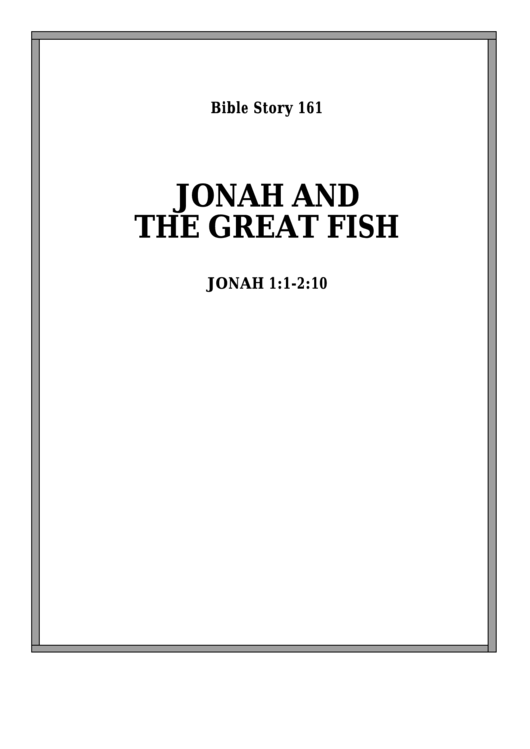 Jonah And The Great Fish Bible Activity Sheet Set Printable pdf