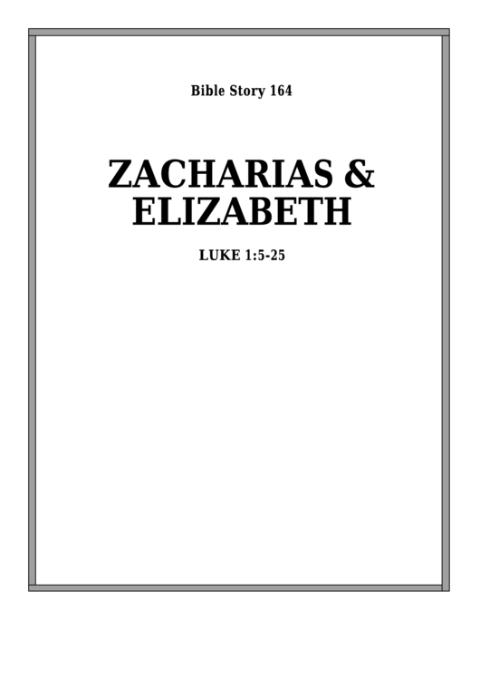 Zacharias And Elizabeth Bible Activity Sheet Set Printable pdf