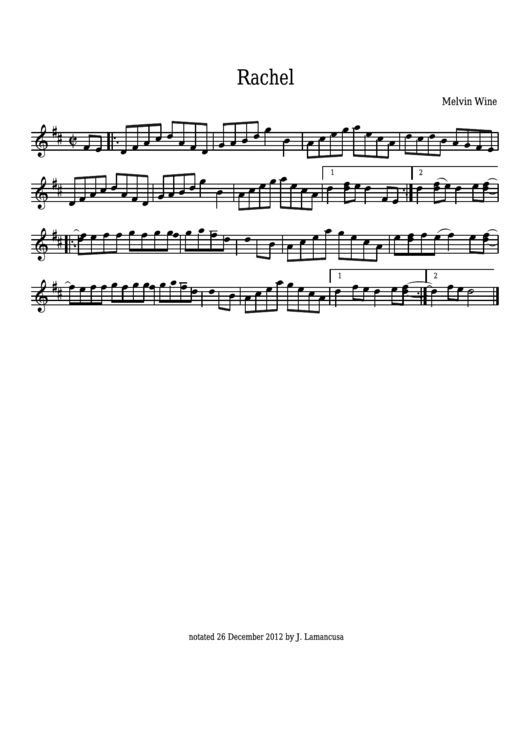 Melvin Wine - Rachel Sheet Music Printable pdf