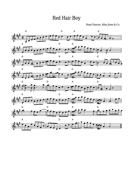 Stuart Duncan - Red Haired Boy Sheet Music printable pdf download