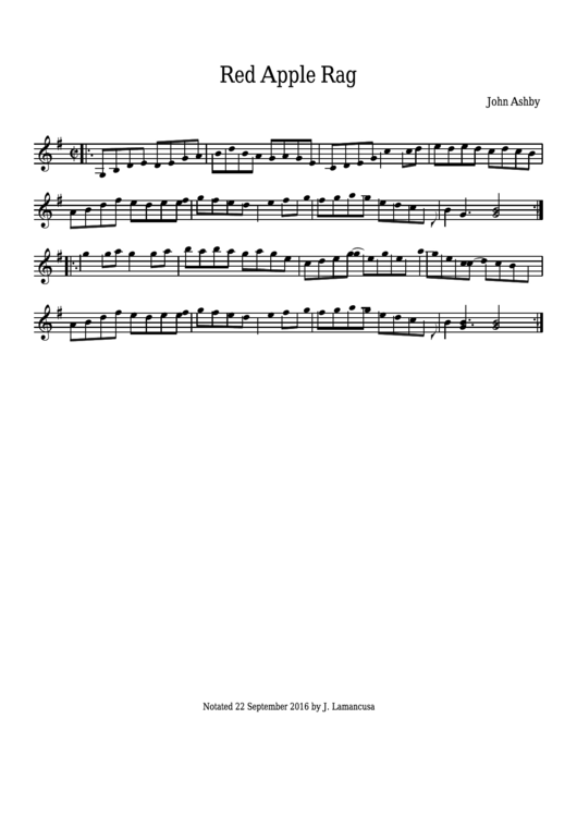 John Ashby - Red Apple Rag Sheet Music Printable pdf